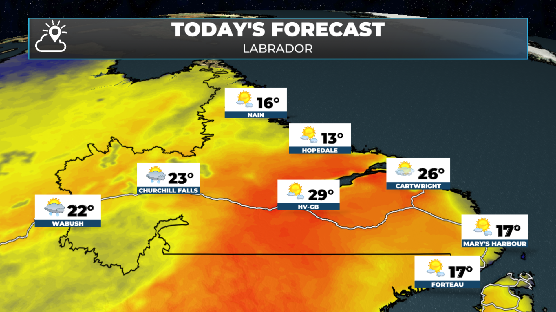 Labrador's forecast for today - July 29, 2026