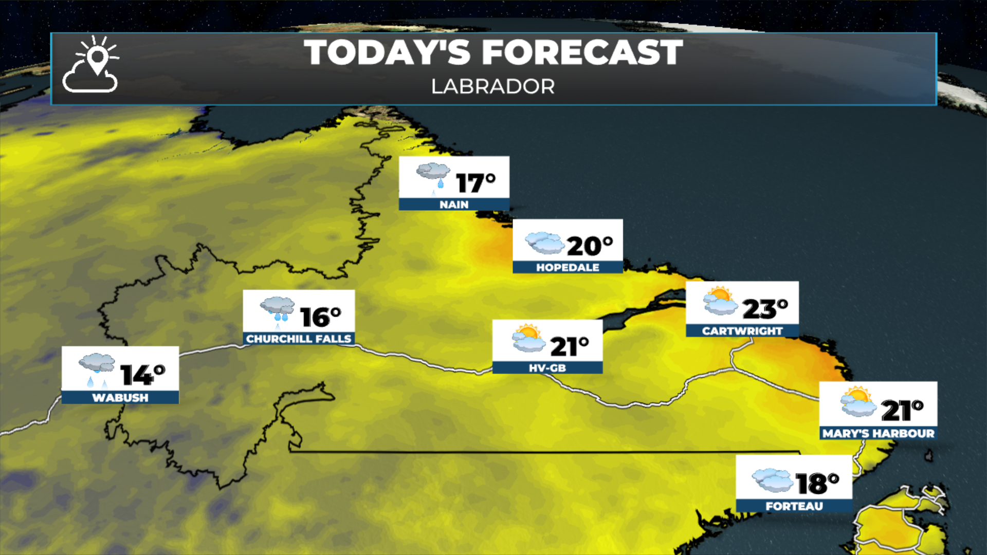 Today’s forecast for Labrador - August 17, 2026.