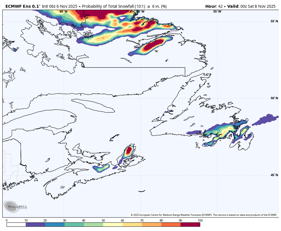 Chances of 15 cm of snow (or more)