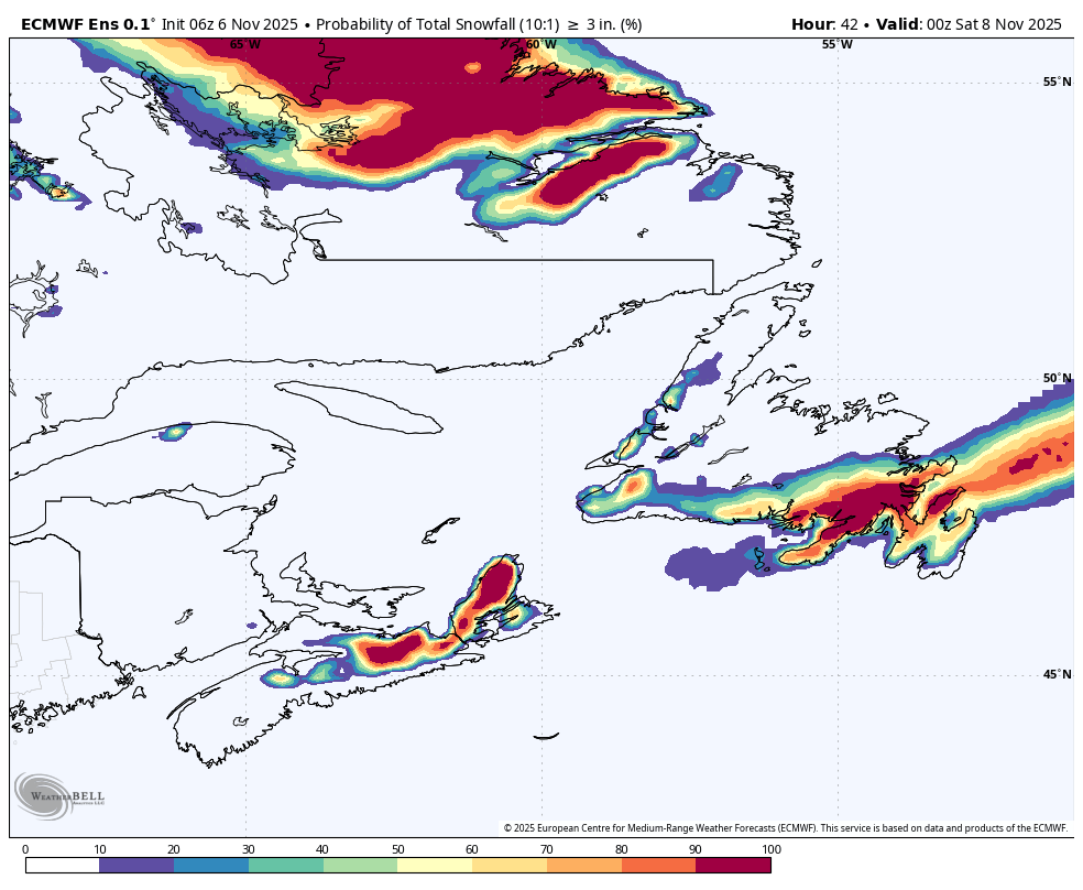 Chance for 7 cm of snow (or more)