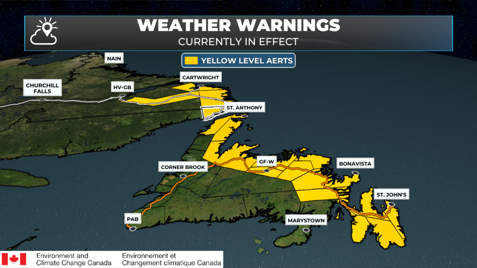 Blowing Snow Advisories, Winter Storm Warning and Wind Warnings Issued for Newfoundland by Environment Canada for Saturday Night and Sunday