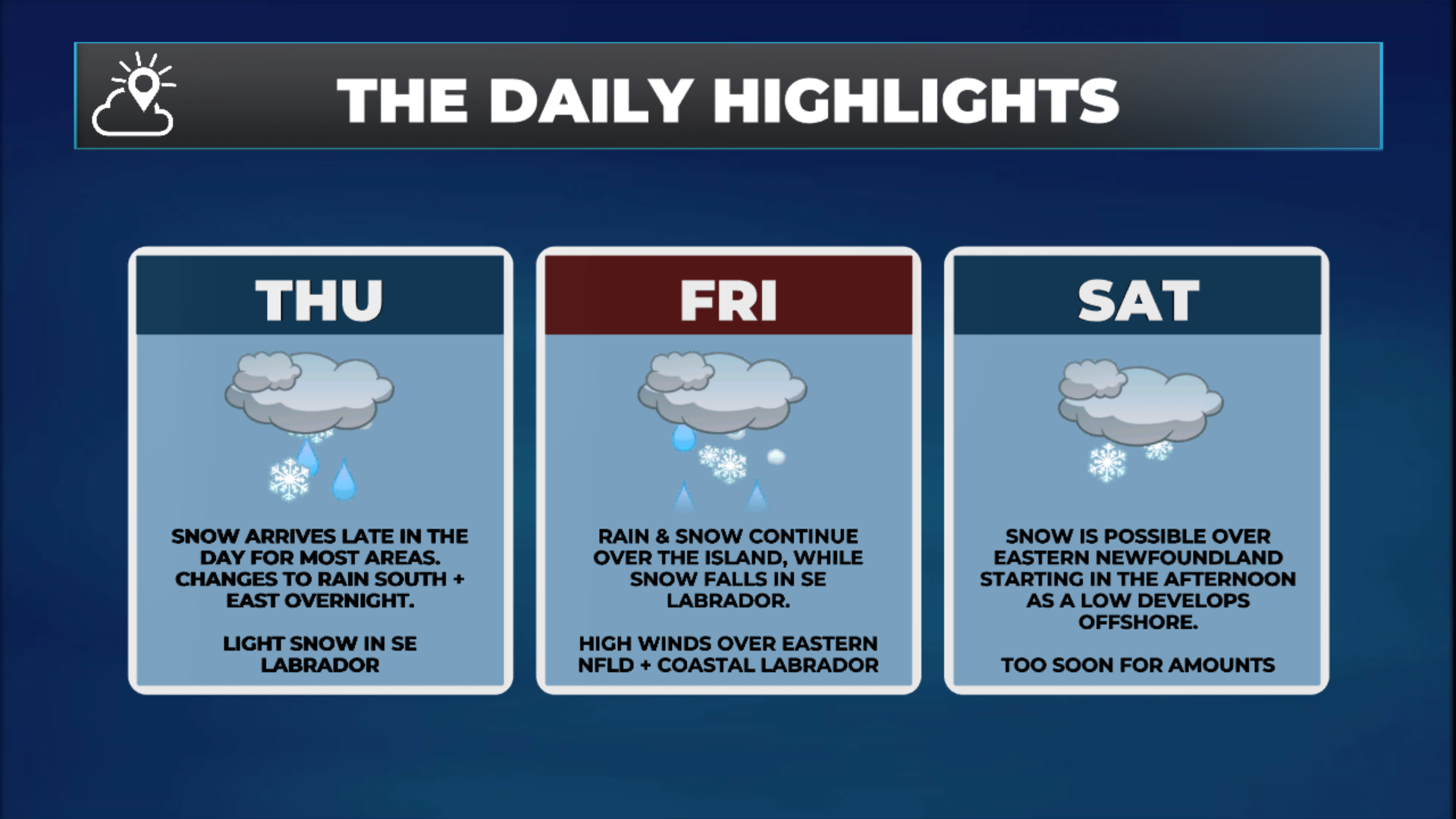 Another Low Arrives Thursday Afternoon, Brings Another Round Of Rain, Snow And Wind To NL