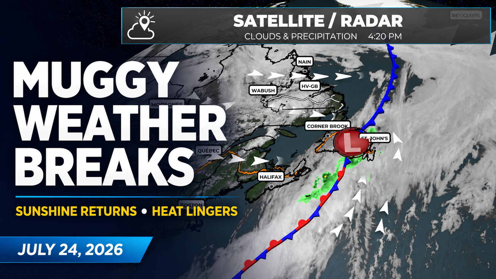 Muggy Weather Breaks as More Comfortable Air Moves Across Newfoundland