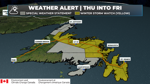 Winter Storm Watch (Yellow) Issued by Environment Canada for snow ...