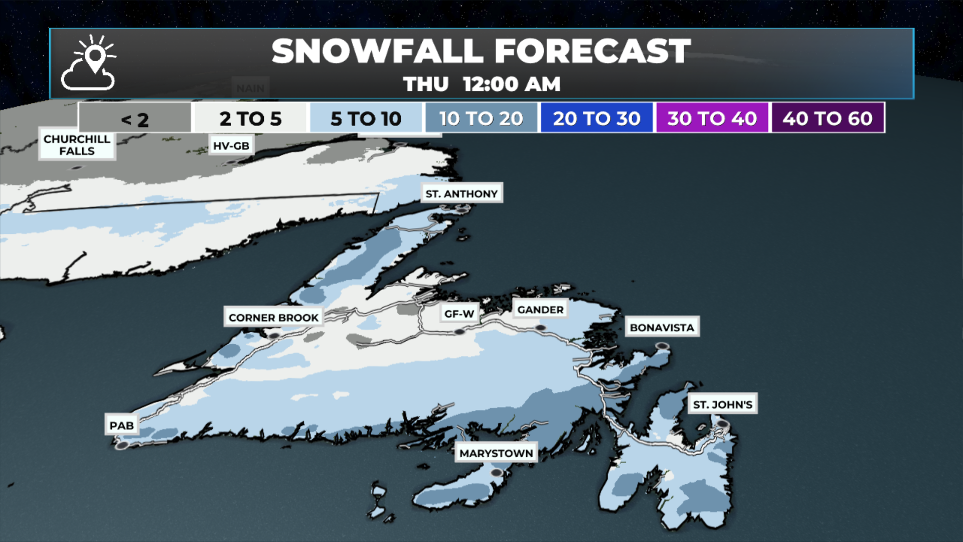 Snowfall forecast from Wednesday morning until Wednesday evening - March 4, 2026