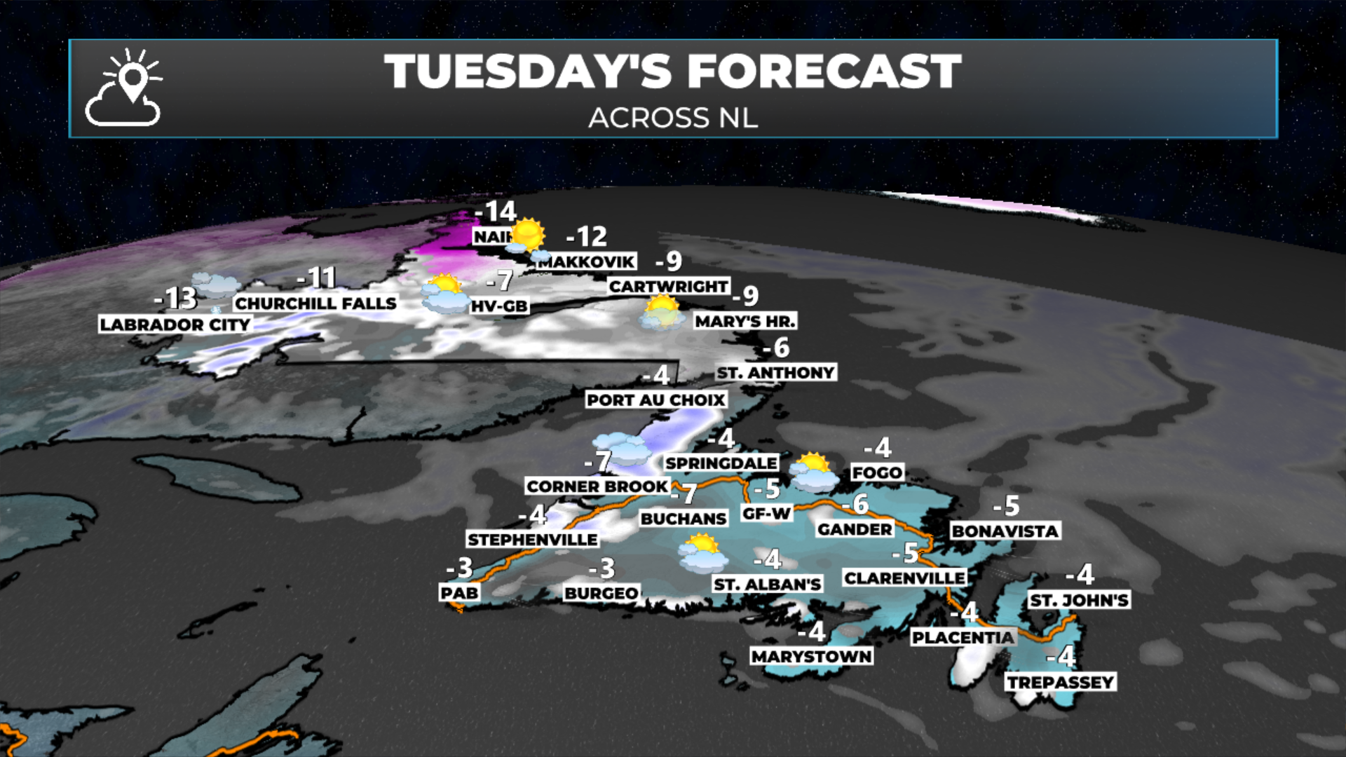 Tuesday’s forecast for Newfoundland and Labrador - March 3, 2026