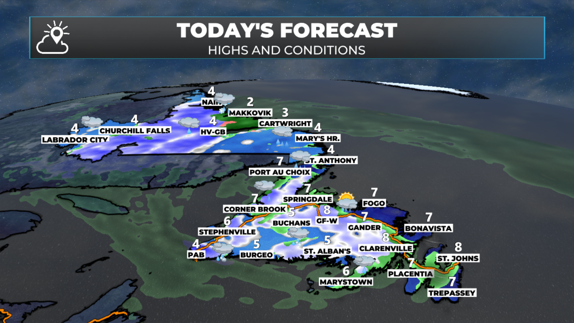 Today's forecast for NL - May 4, 2026.