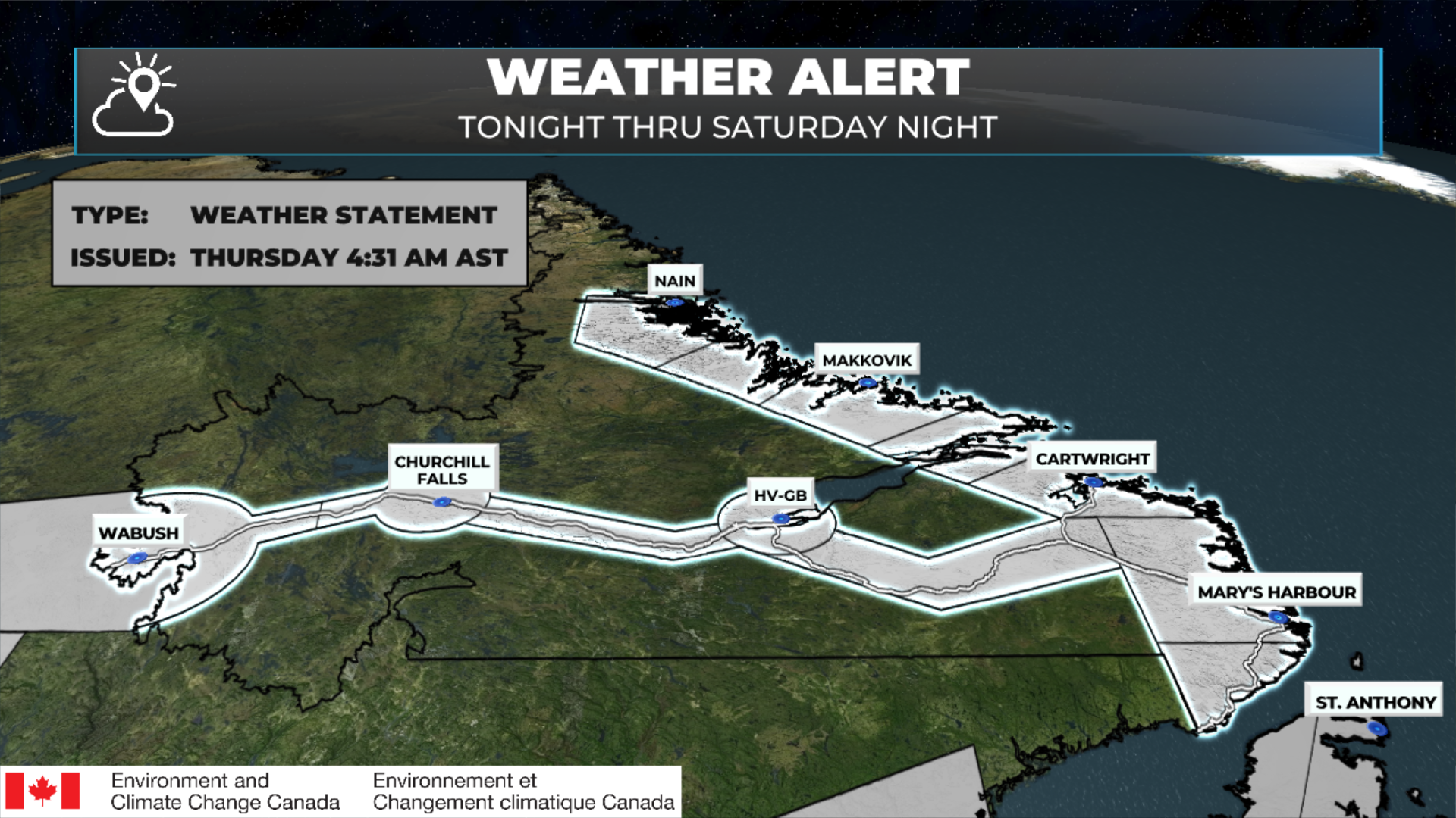 Special Weather Statement for Labrador; issued early in the morning on December 18, 2025.