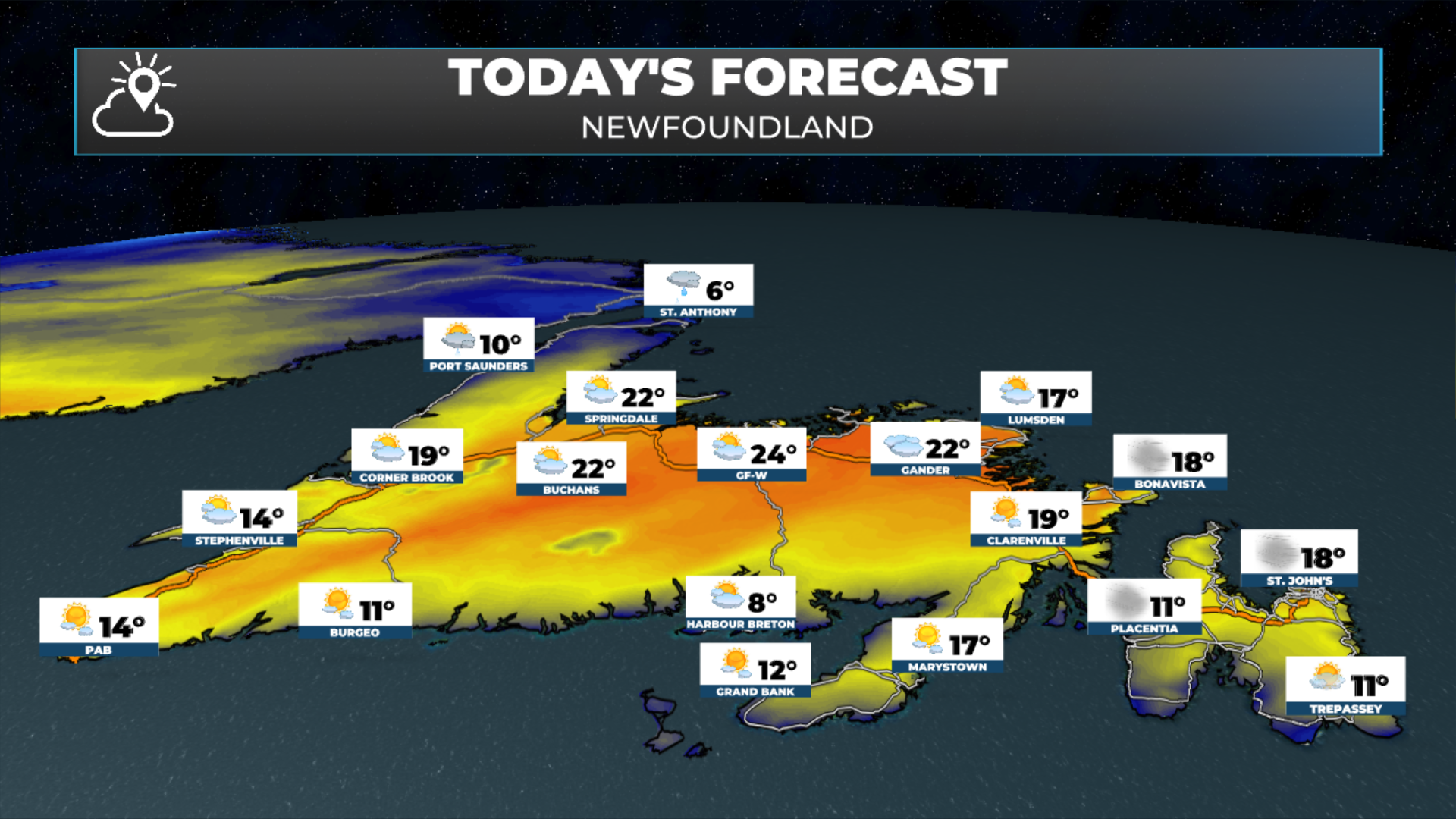 Newfoundland's forecast for today - June 4, 2026.