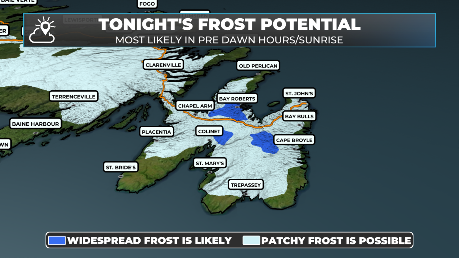 Tonight's frost potential for the Avalon and surrounding areas (September 28-29, 2026)