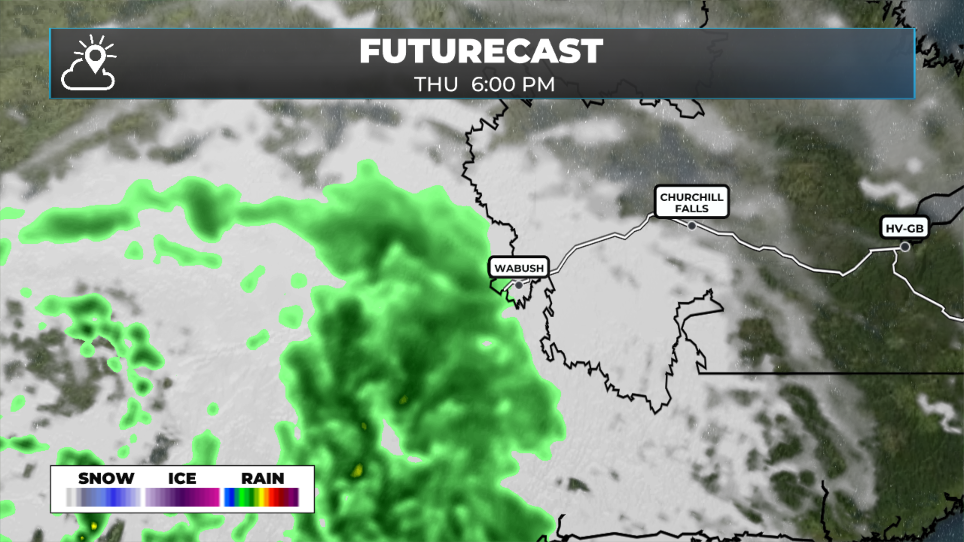 Future radar for Labrador West and eastern Quebec this afternoon (September 3, 2026).