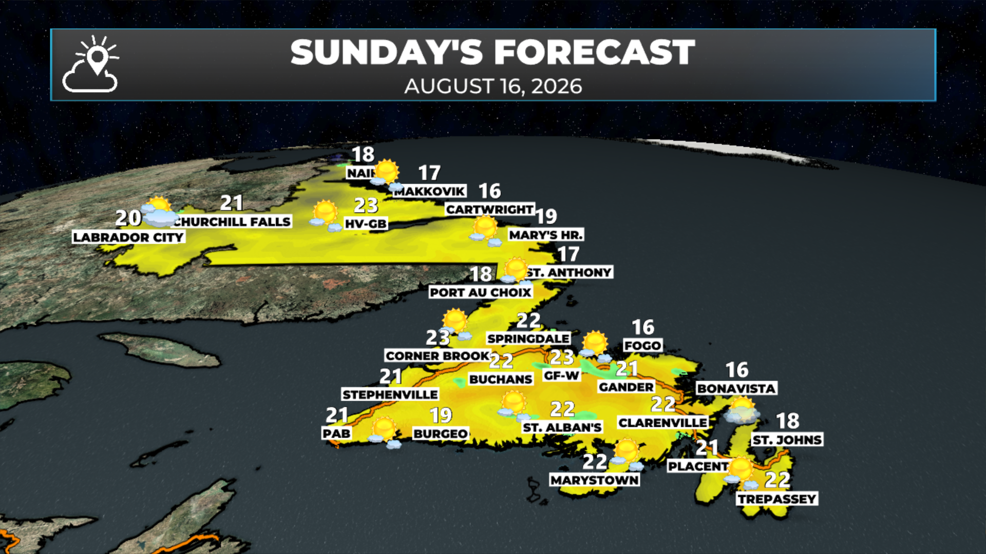 Labrador’s forecast for today - August 15, 2026.