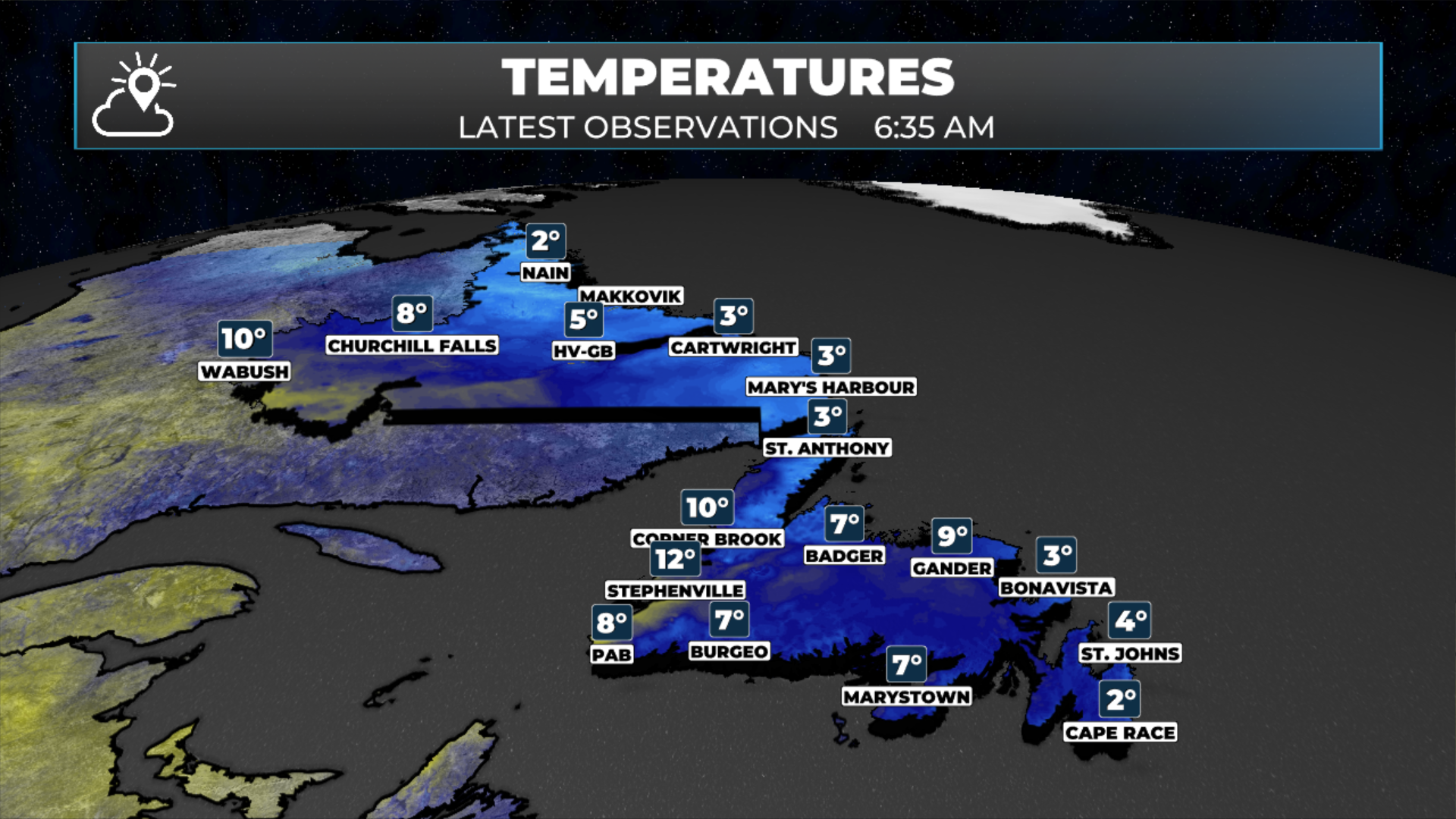 NL Temps as of of 6:35 AM on June 11, 2026