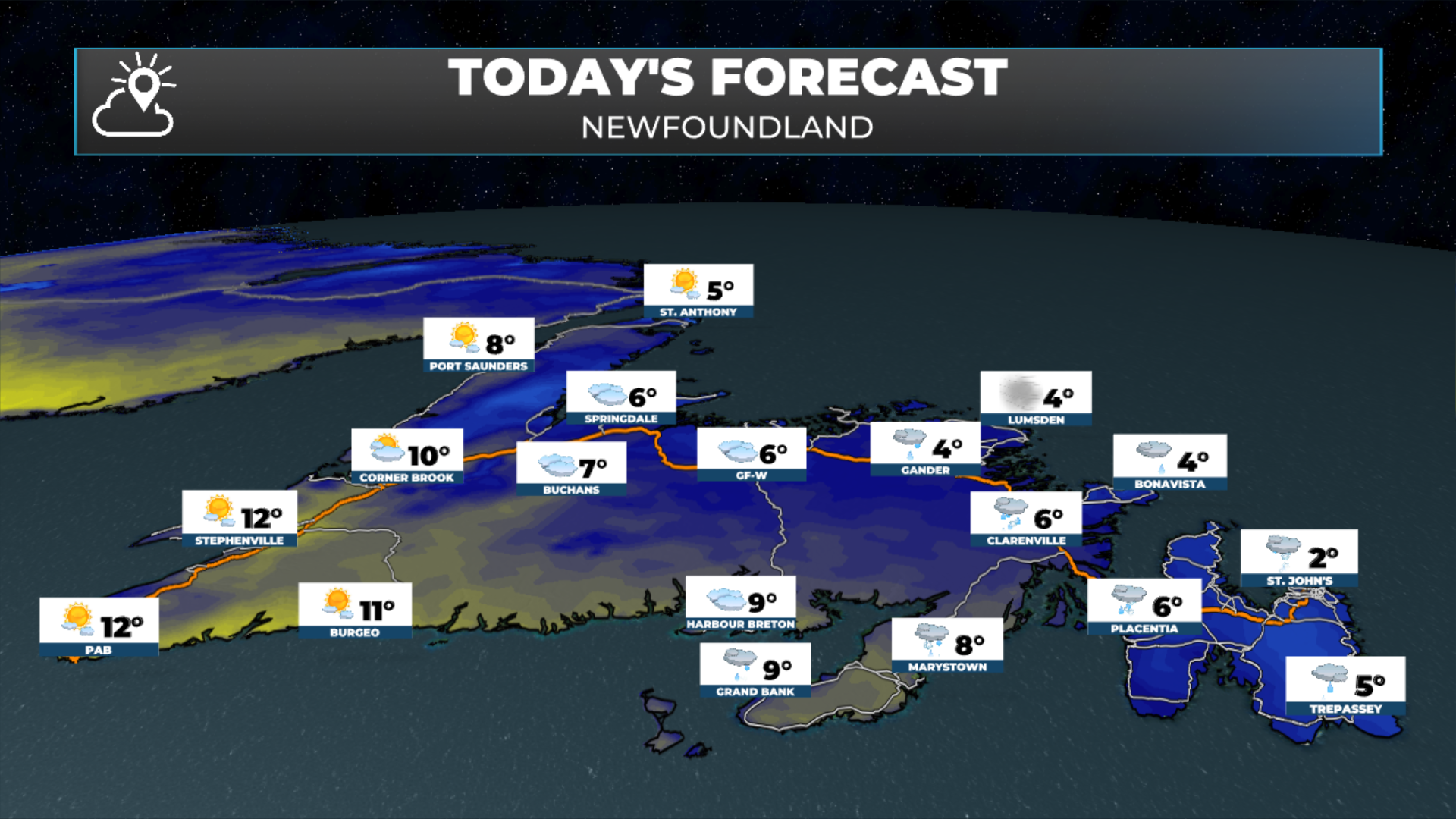 Newfoundland's forecast for today - June 1, 2026.