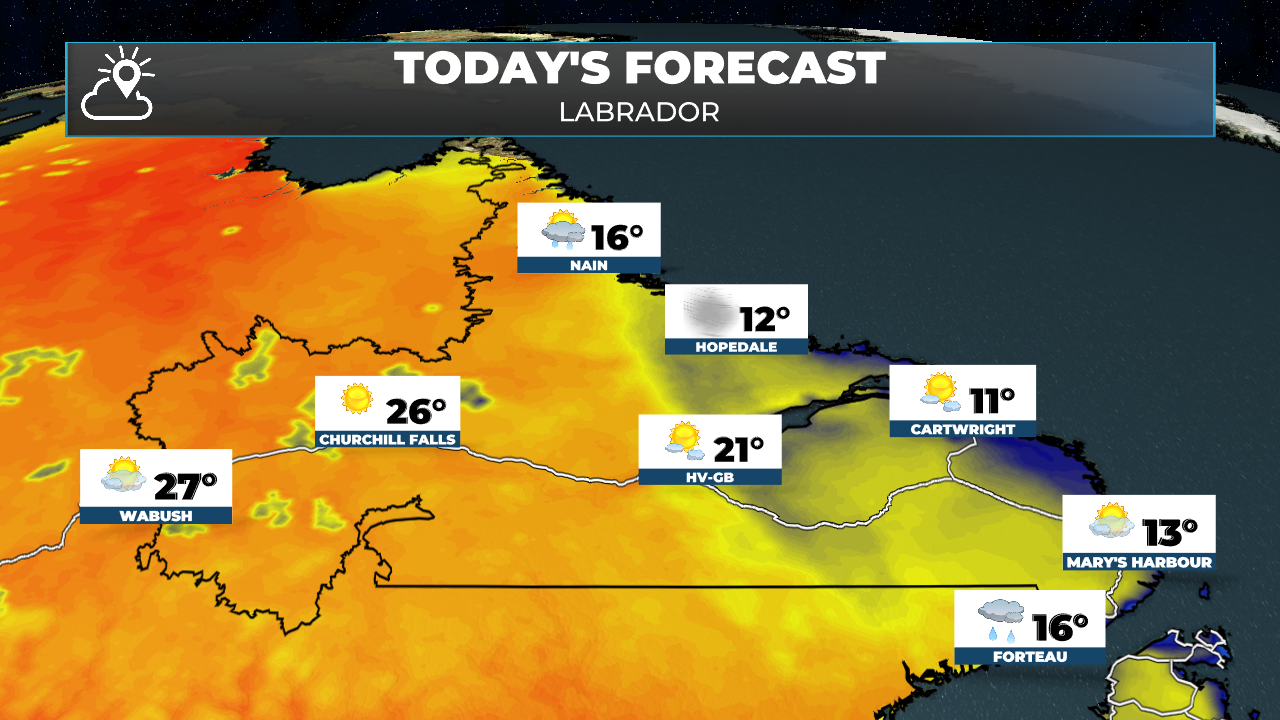 Labrador's forecast for today - July 6, 2026. Tap to enlarge!