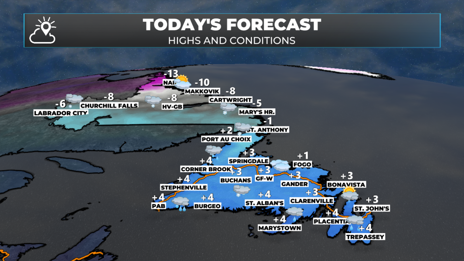 Today's forecast for NL -- January 14, 2026.