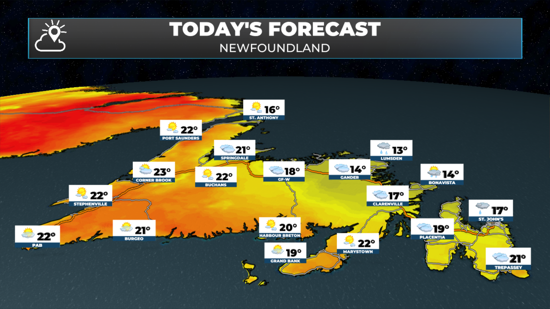 Newfoundland's forecast for today - July 29, 2026