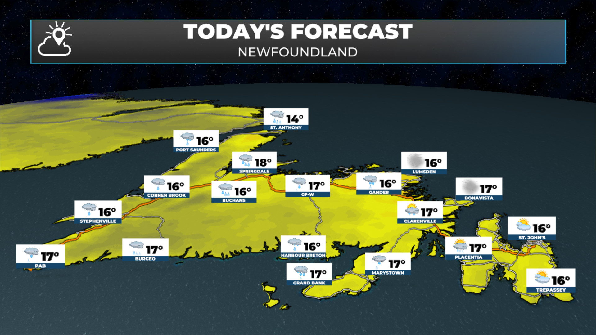 Newfoundland’s forecast for today (September 10, 2026).
