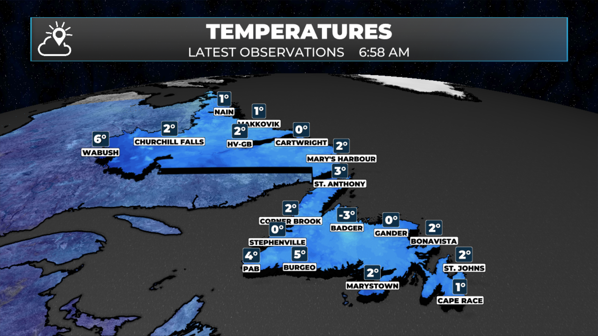NL Temperatures as of just before 7 AM on June 2, 2026
