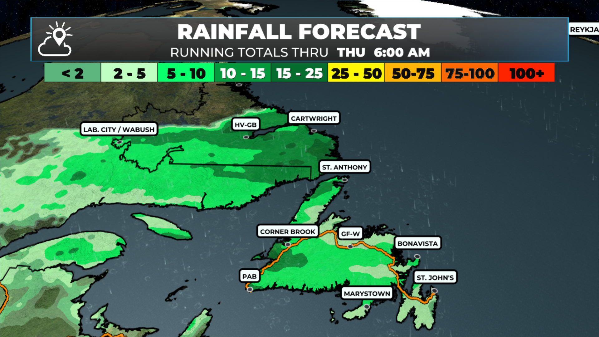 Expected rainfall between today and early Thursday (May 20 and 21, 2026)