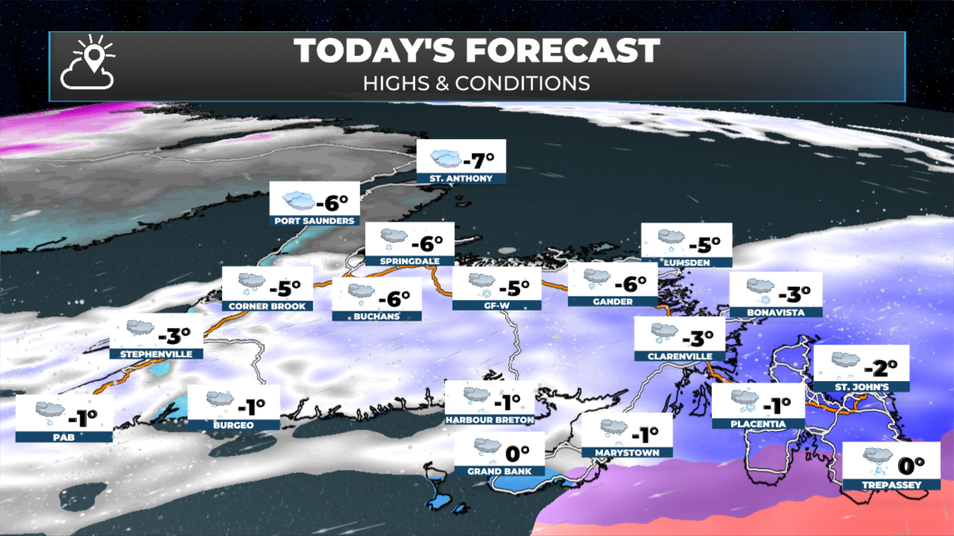 Newfoundland's forecast for today, April 1, 2026