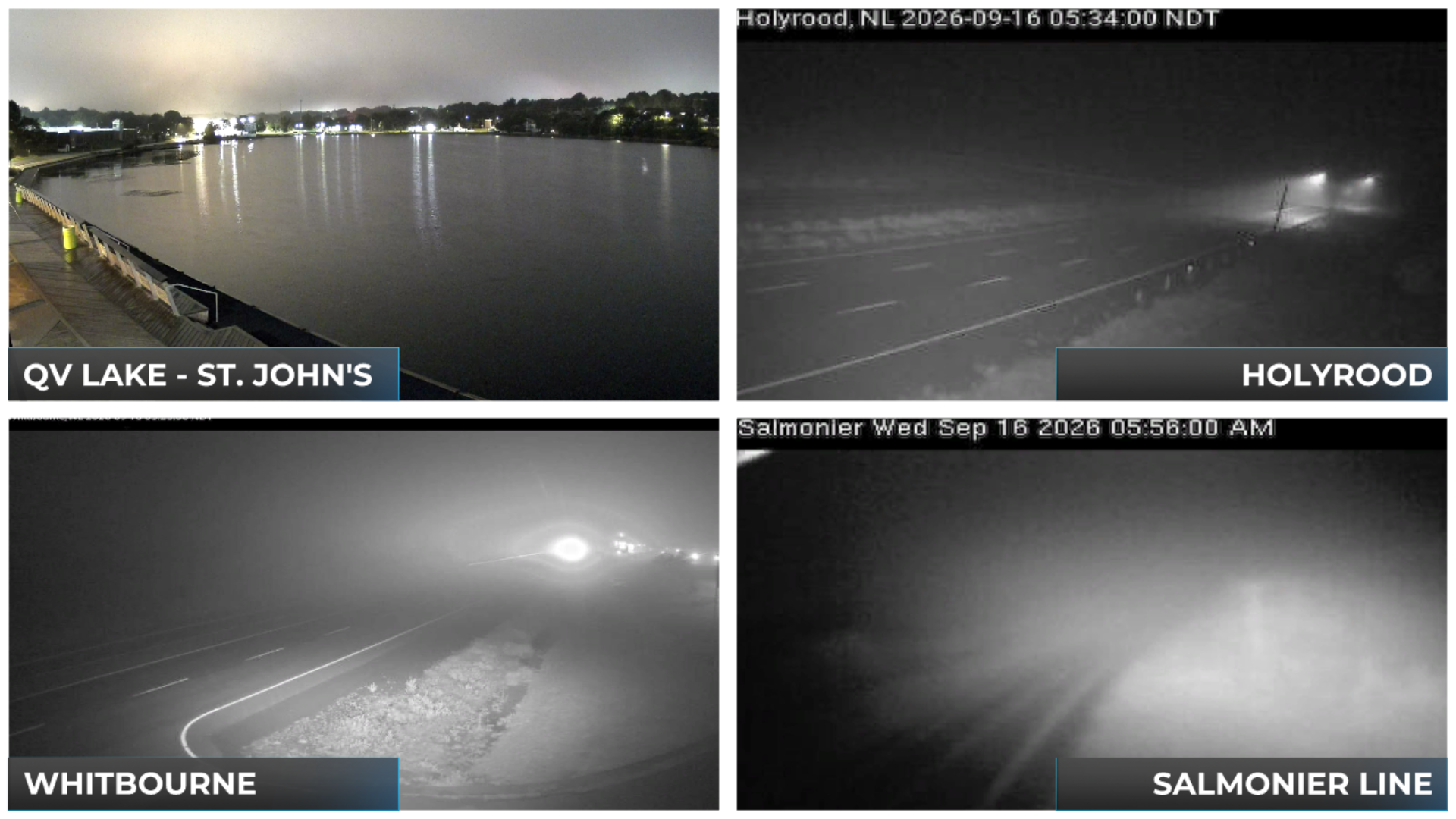 Webcam images from across the Avalon Peninsula earlier this morning (September 16, 2026).