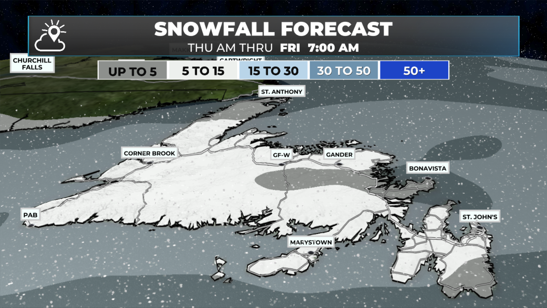 The snowfall forecast from this morning until early Friday morning (Jan 22 to 23, 2026)