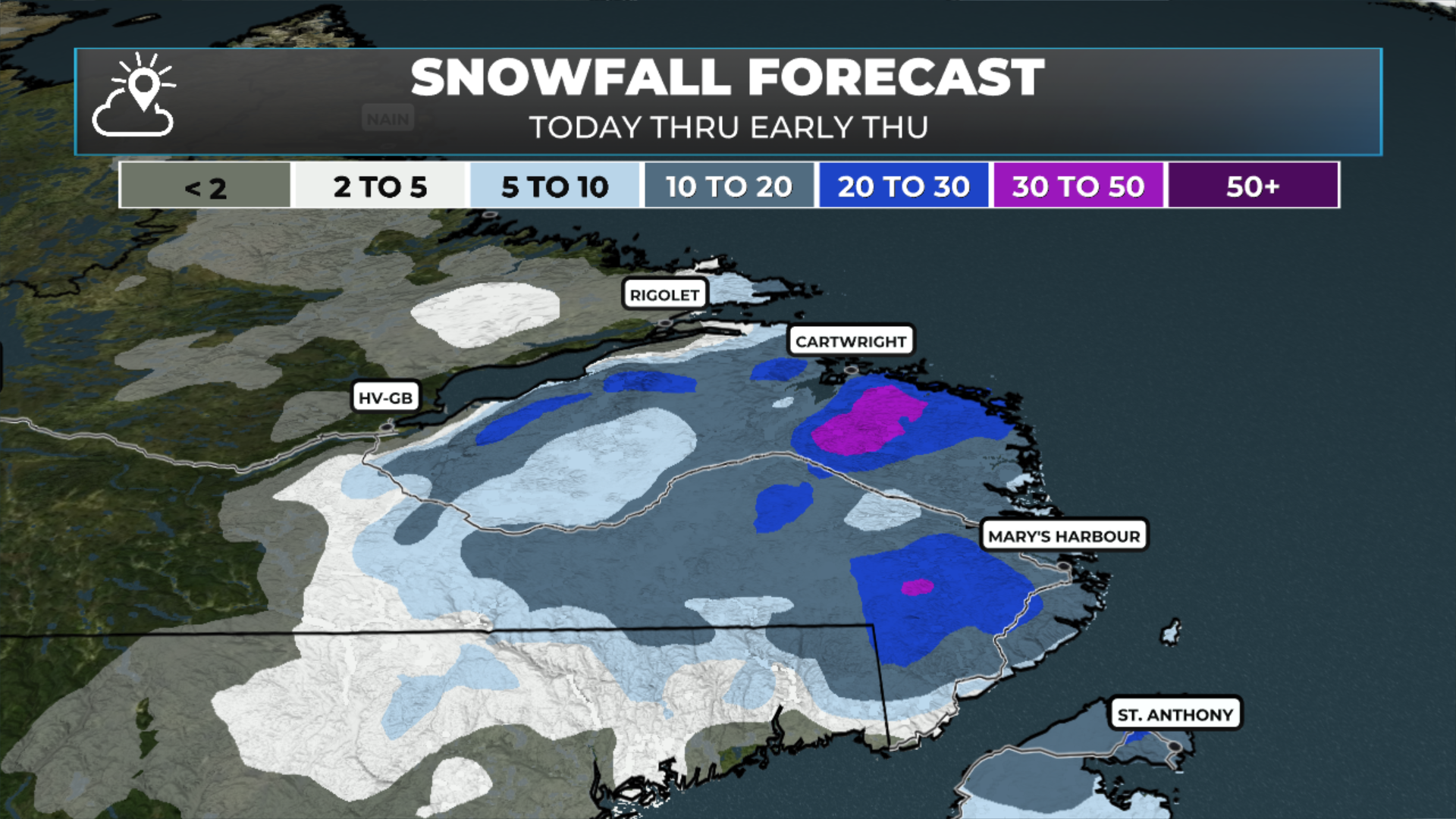 Expected snowfall between this morning and late this evening. May 13, 2026,