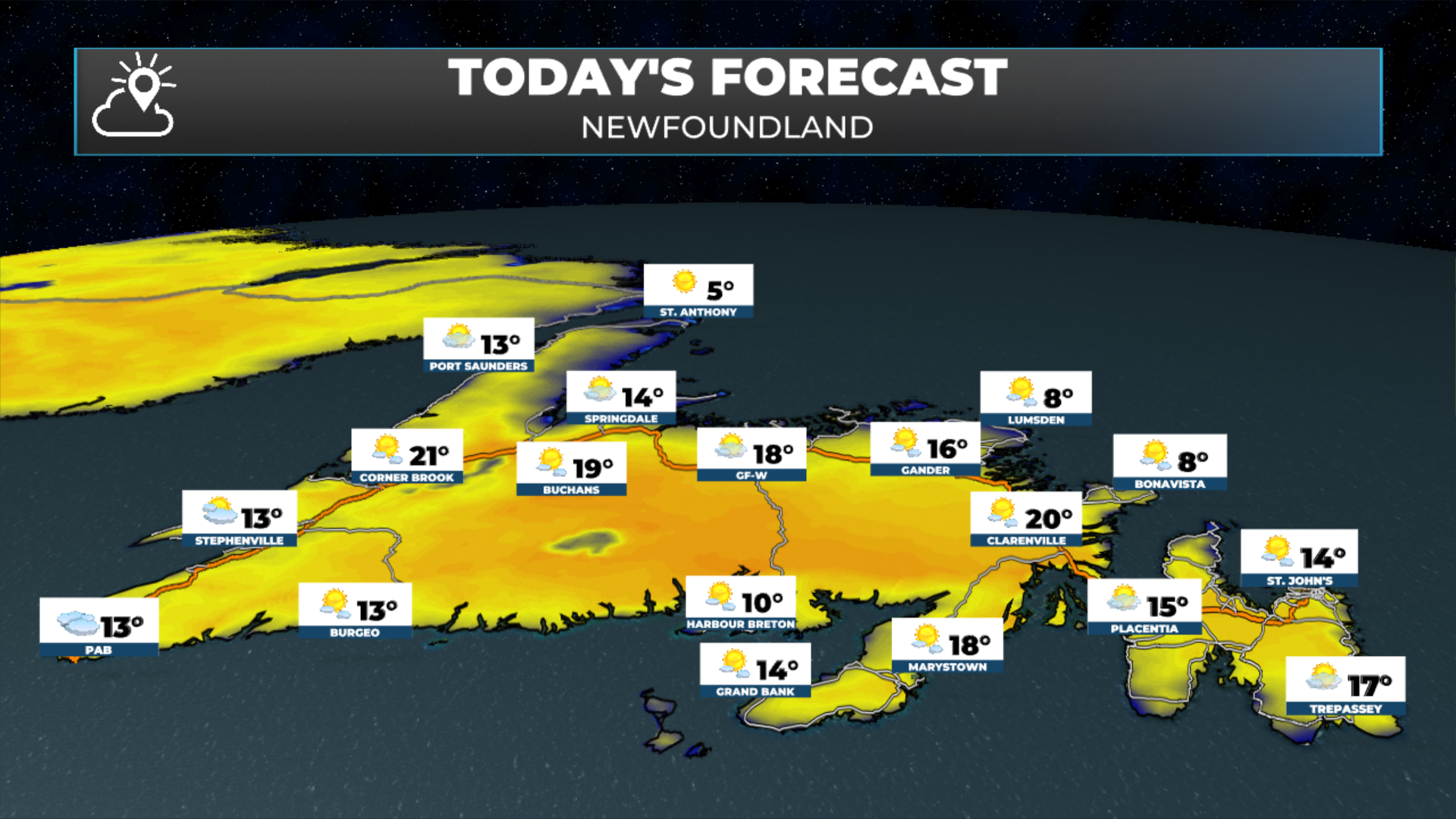 Newfoundland's forecast for today - May 25, 2026