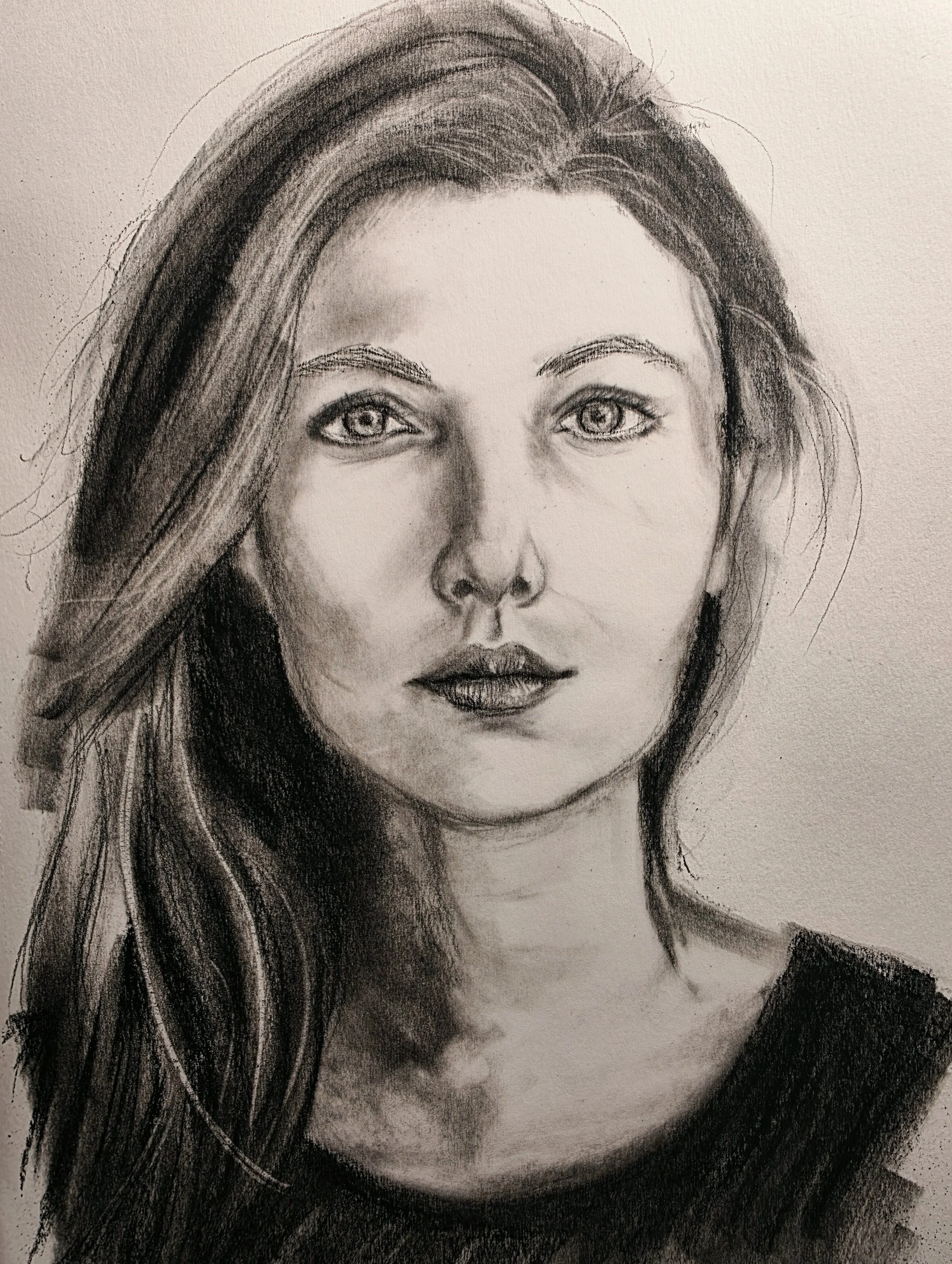 Female Portrait in Charcoal
