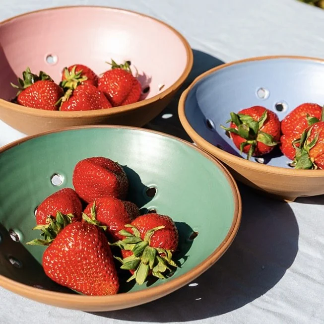 Pastel Berry Bowl / Colander in Pink, Green, Blue, and Yellow