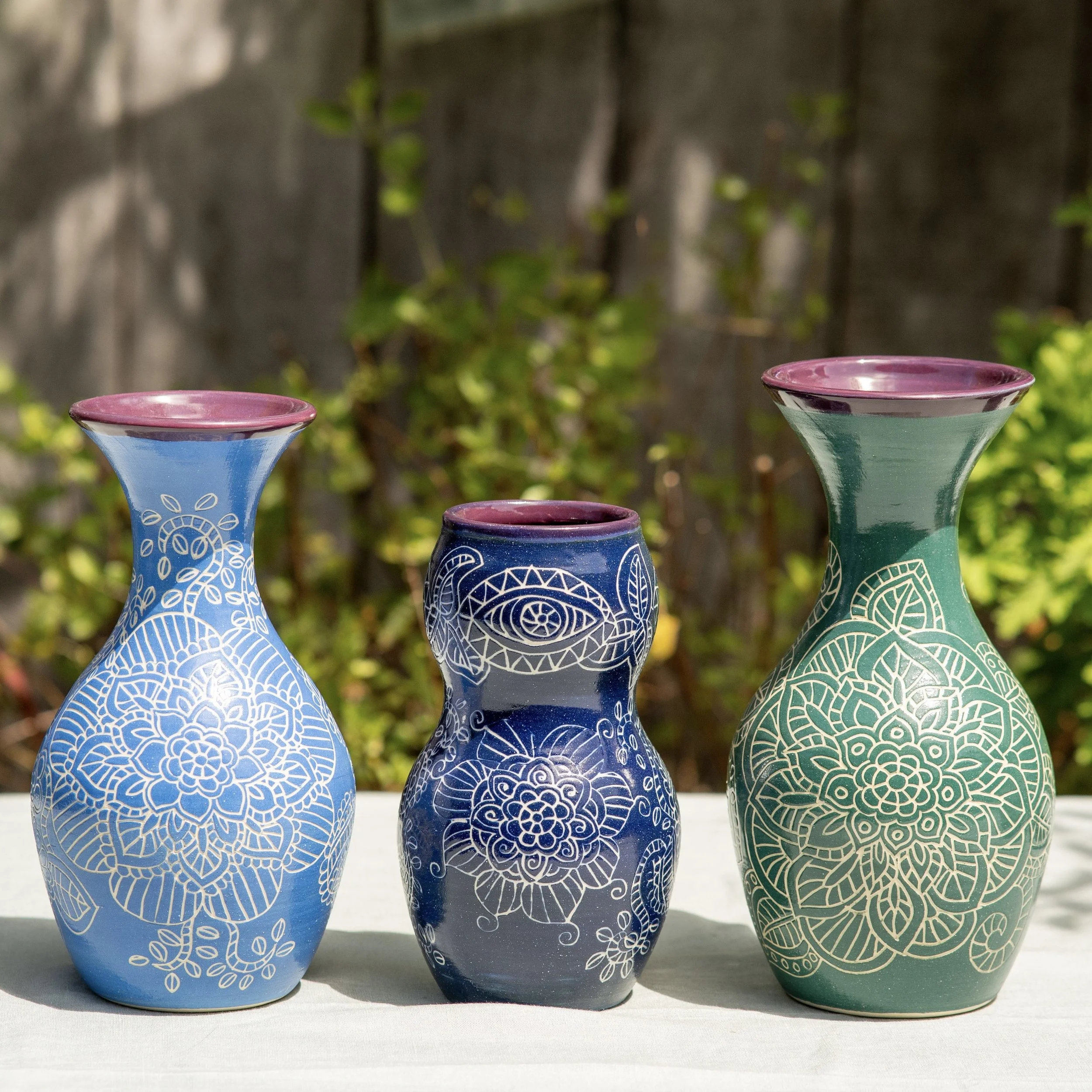 Sgraffito Vase - Green