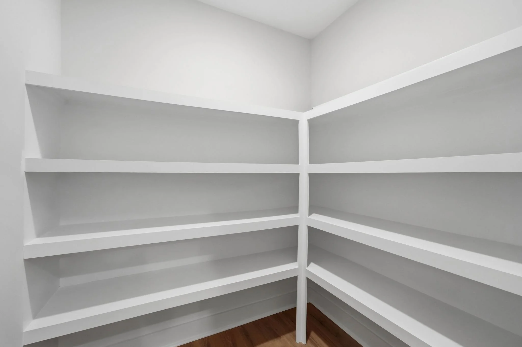Custom shelving in a new construction home