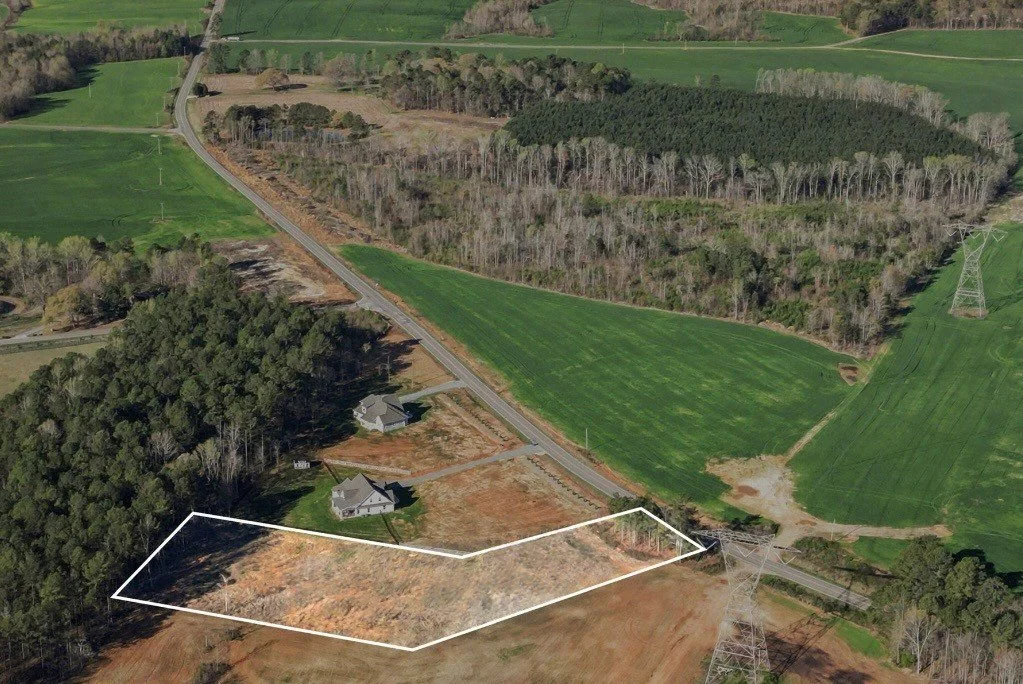 aerial view of a vacant lot in Waxhaw, NC ready for a home to built