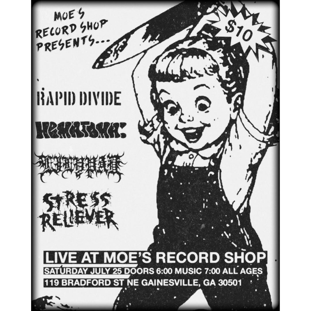 Live Music at Moe's Record Shop, Saturday July 25th, Rapid Divide, Hematoma, Lilypad, Stress Reliever