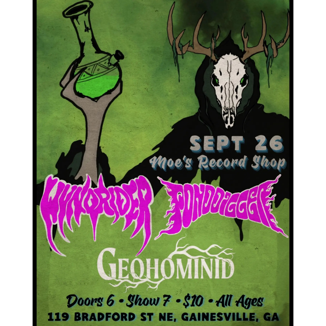 WyndRider, PONDDIGGER, and Geohominid Live Music at Moe's Record Shop