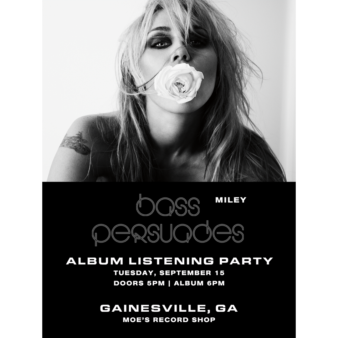 Miley Cyrus listening party at Moe's Record Shop