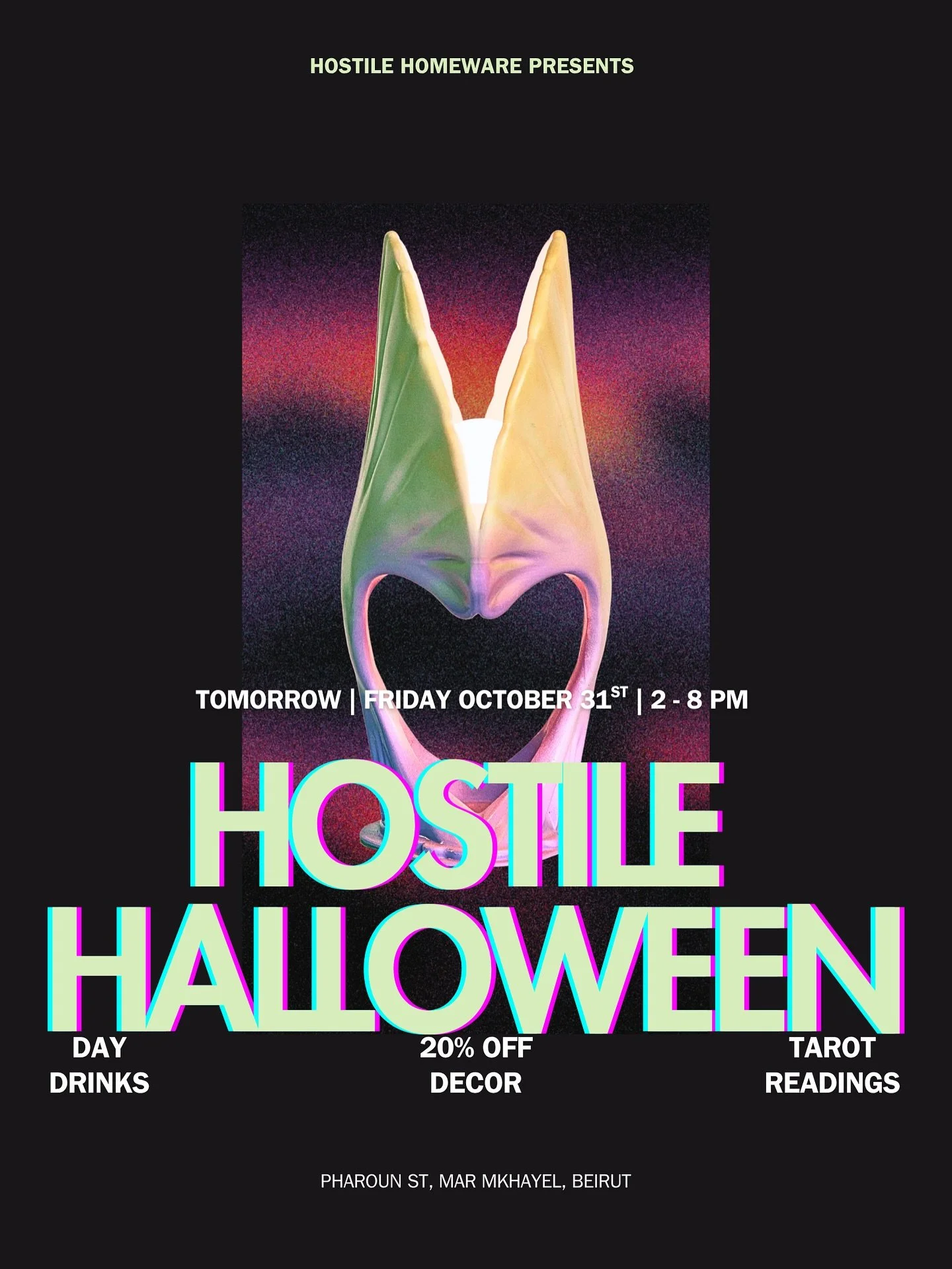 serving tarot + discounts + day drinks 🔮🥂
2-8 pm tomorrow 🧟&zwj;♀️
.
.
.
.
#hostilehomeware #halloween2025 #beirutevents #tarotreadings #hostilehalloween #handmadedecor #collectibles #littleshopofhorrors