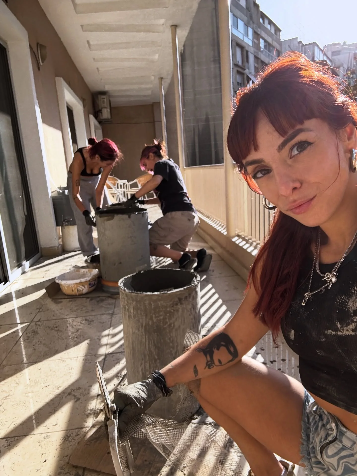 redheads at work ⚠️👩🏼&zwj;🦰
feat. slaying mantiss studio pet
.
.
.
.
.
.
#hostilehomeware #girlsatwork #customplanters #fabricationprocess #sculpturestudio #redheads #workinprogress #handmadecollectibles #privatecommission #commission #customplant