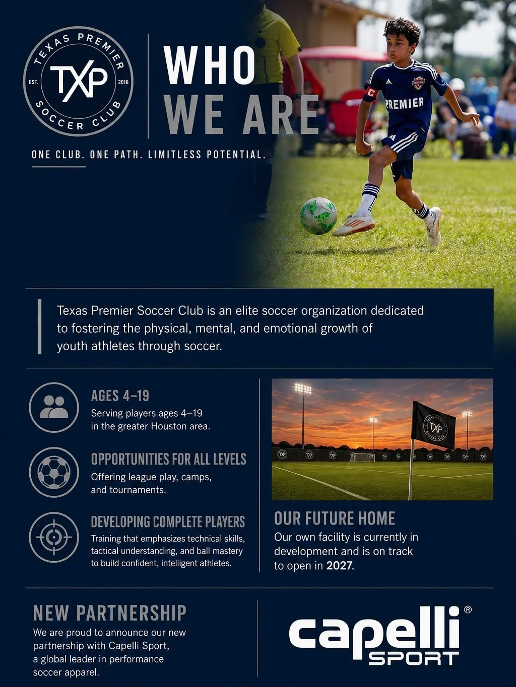 Powered by passion. Driven by development. Built for the future. 🔵

Welcome to Texas Premier.

#TexasPremier #PlayerDevelopment #youthsoccer #builtformore