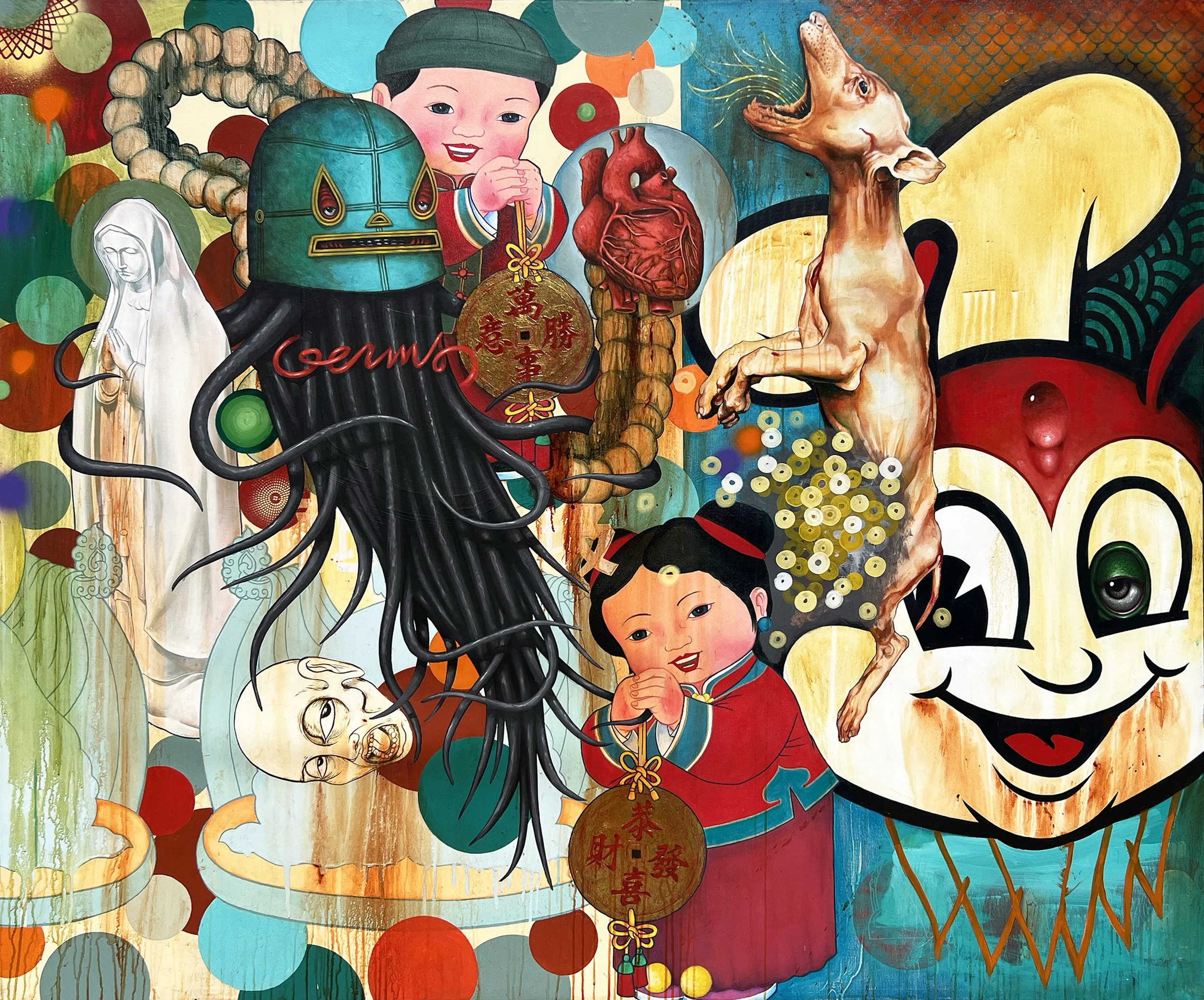 "Menudo" 60" x 72" Mixed Media / Collaboration with Jaime "Germs" Zacarias