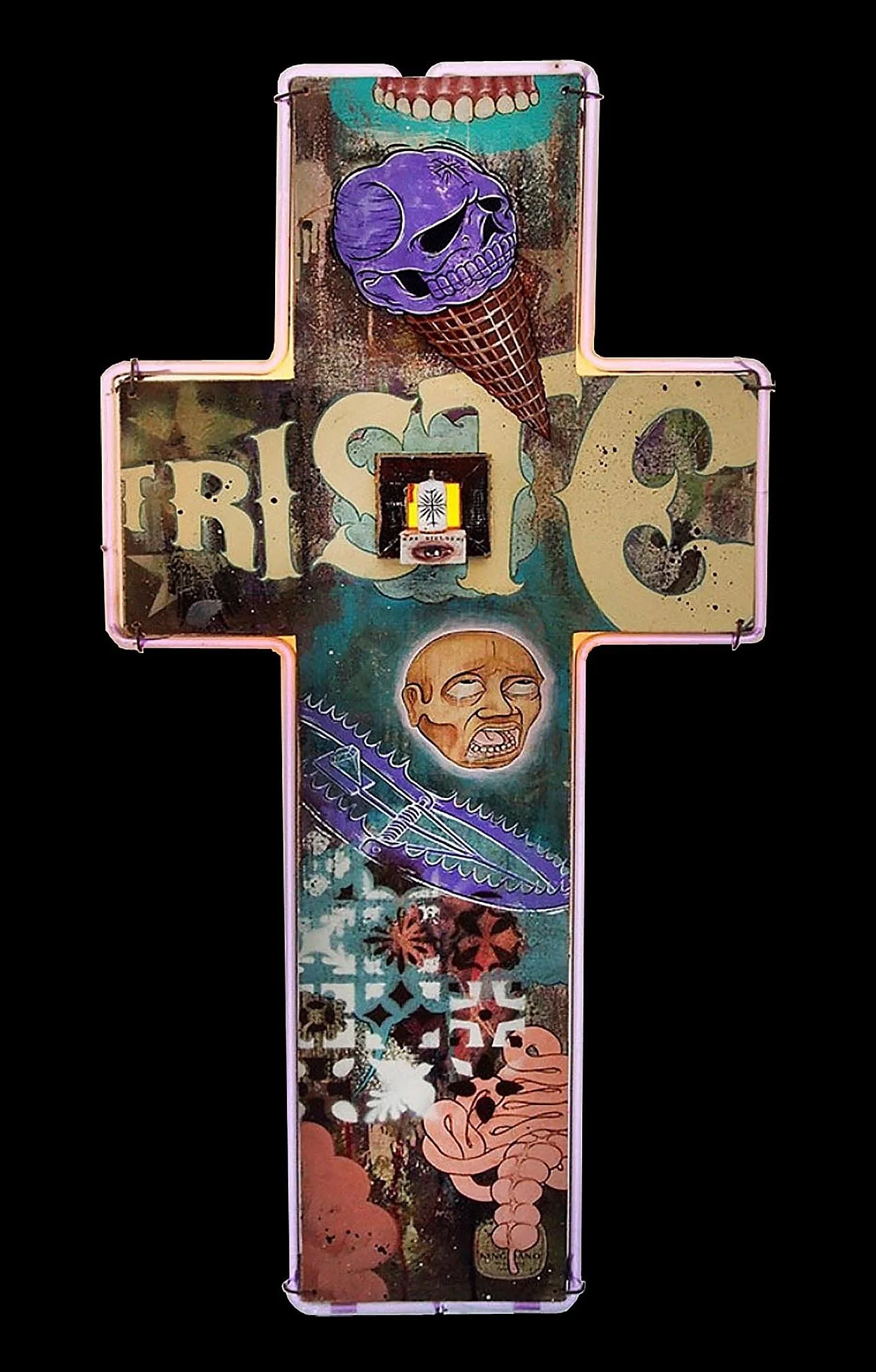 "Triste" 36" x 36" Neon Light / Mixed Media | Collaboration with Randy Noborikawa