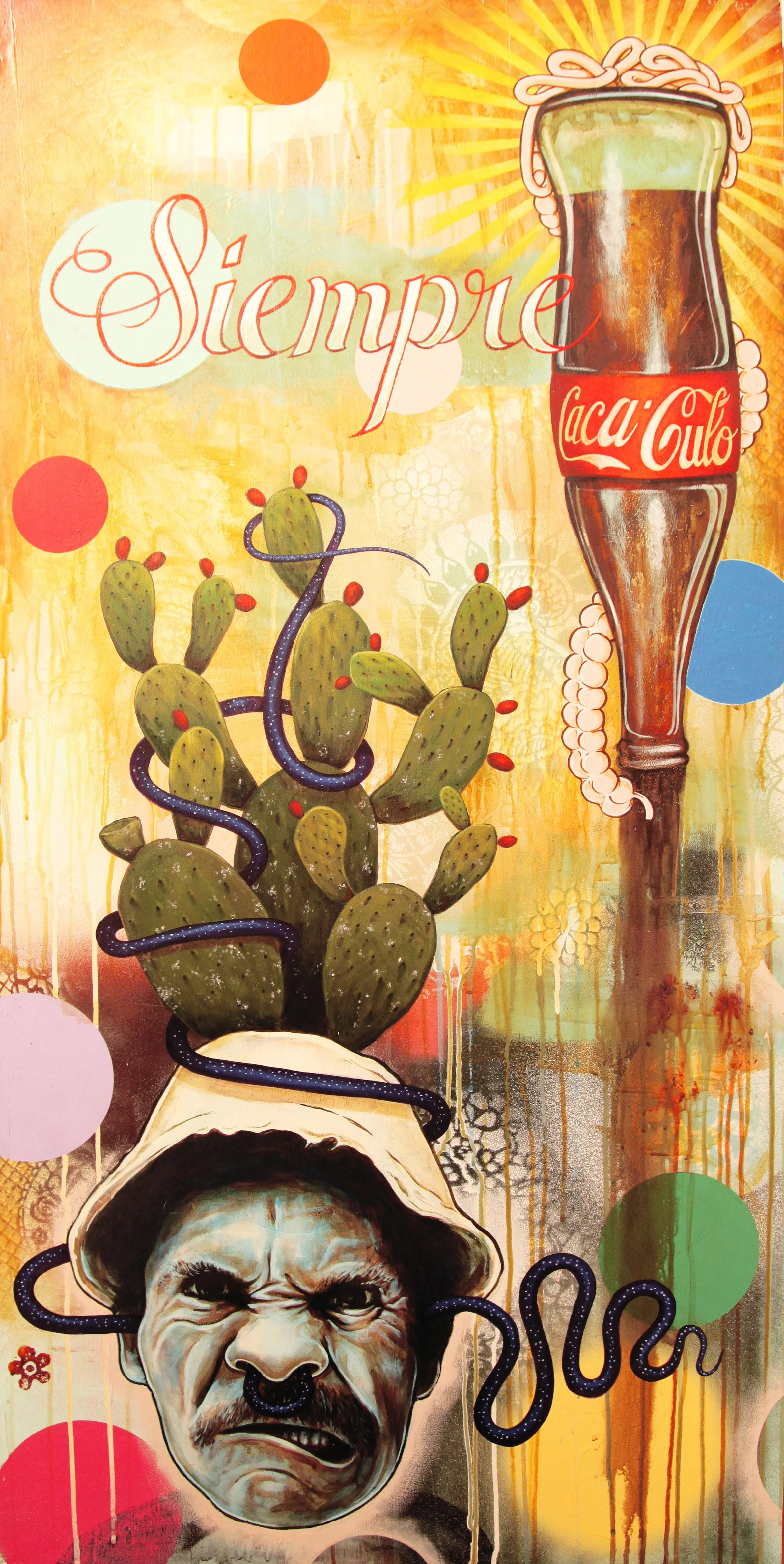 "Siempre Caca Culo" Collaboration with Germs Mixed Media on Wood