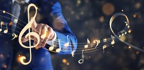 floating music notes and staff