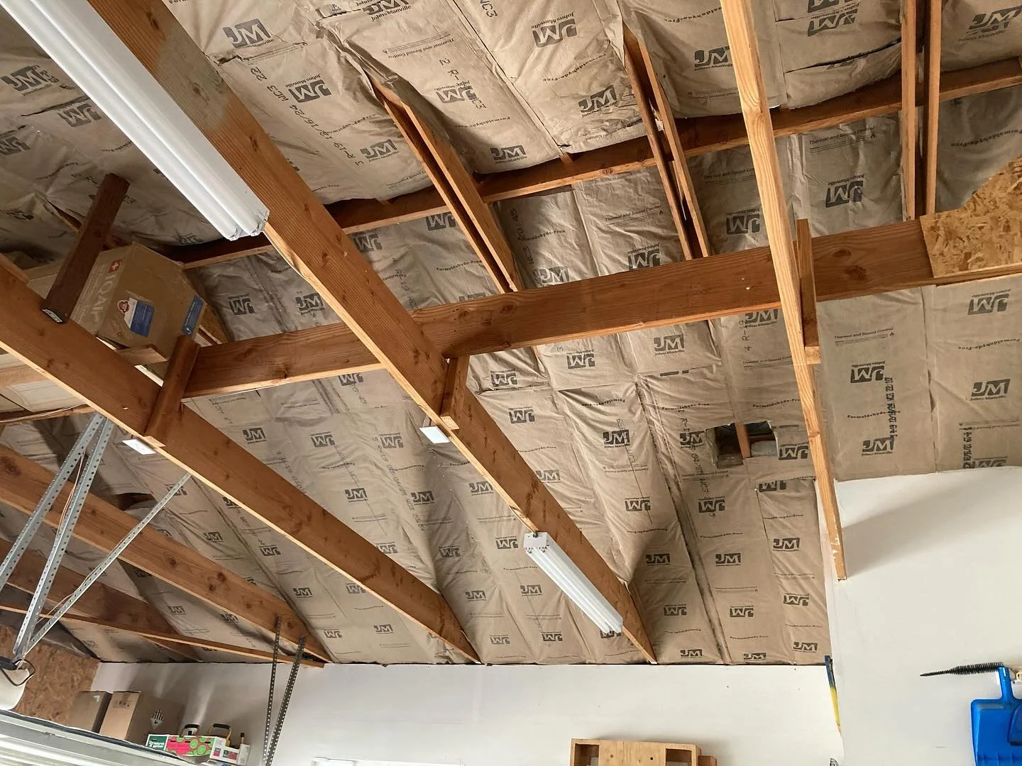 Garage ceiling insulated! Used an air stapler and was soooo happy that I bought it. Worked out great with way less hand / arm fatigue.