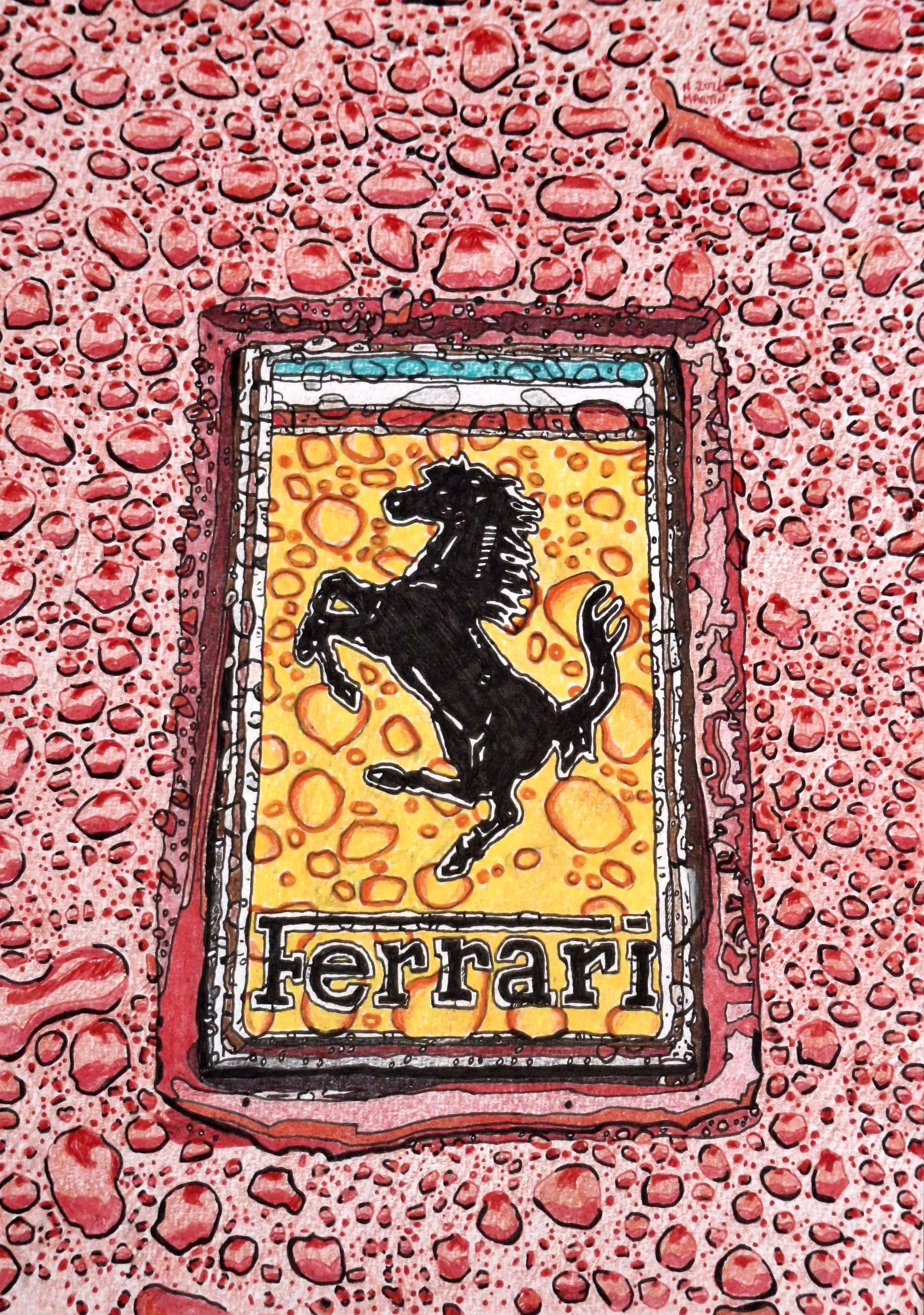 Ferrari Badge with raindrops drawing