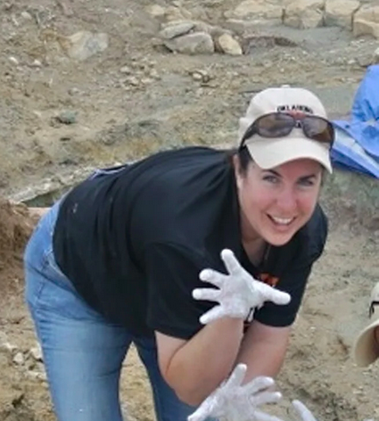 Paleontologist Julia McHugh in the field
