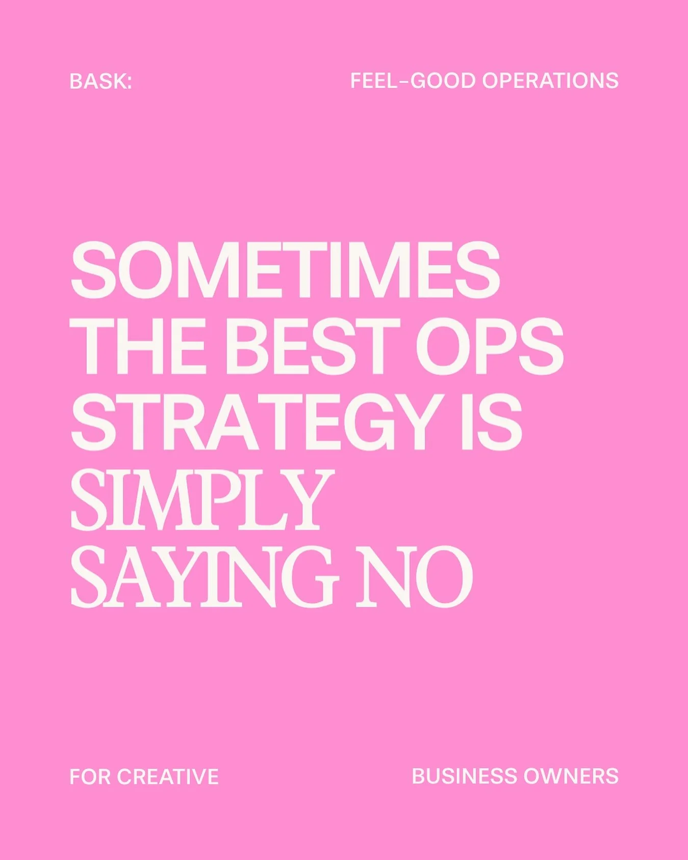 Your operations aren&rsquo;t just your workflows and automations. 

They&rsquo;re the choices you make about what you will and WON&rsquo;T do. 

So instead of saying yes to every opportunity that comes yours way, start strategically saying no. 😌

As