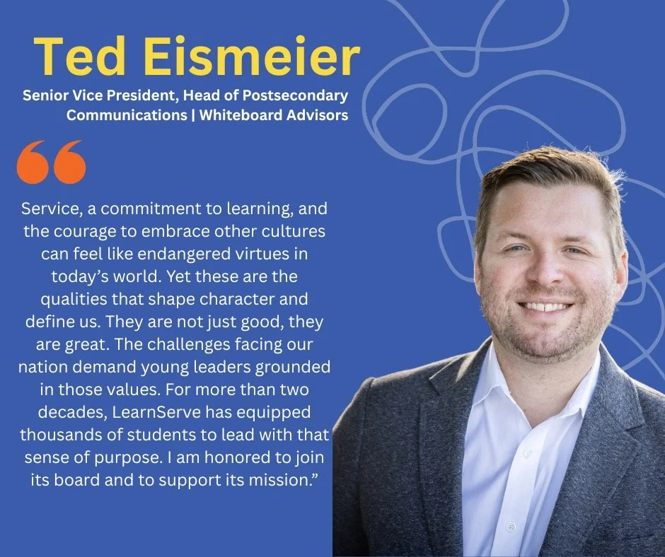 Big news from LearnServe! We&rsquo;re thrilled to welcome three incredible changemakers to our Board of Directors!
Welcome Ted Eismeier, Velma Funebe, and Matt Schaar!
Each of them brings passion, expertise, and a commitment to empowering the next ge
