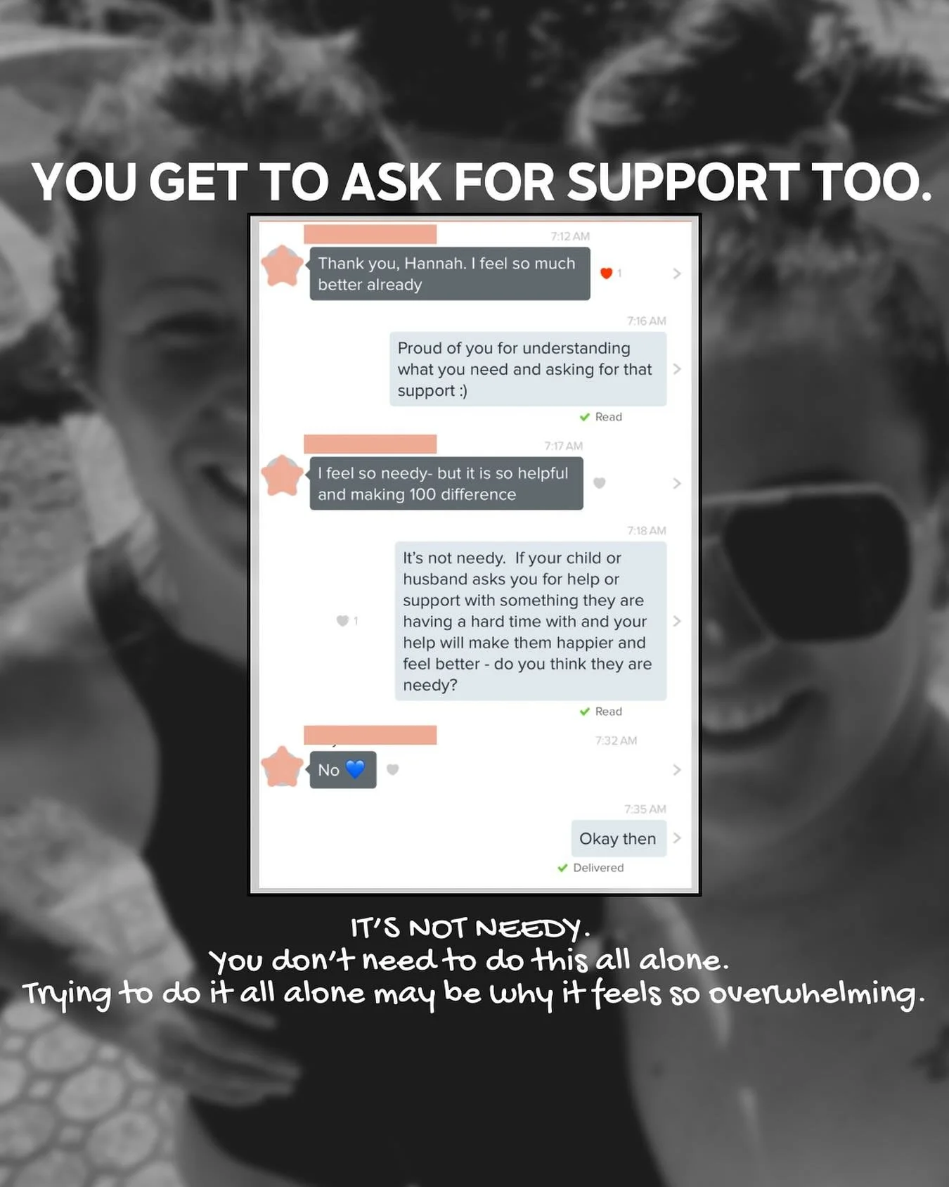 Support isn&rsquo;t a 𝘸𝘦𝘢𝘬𝘯𝘦𝘴𝘴, it&rsquo;s 𝘀𝘁𝗿𝗮𝘁𝗲𝗴𝘆.⁣
⁣
We&rsquo;re not built to carry every load alone. ⁣
⁣
Letting someone in isn&rsquo;t about what you 𝘤𝘢𝘯&rsquo;𝘵 do, it&rsquo;s about making space for what you 𝗰𝗮𝗻 do better